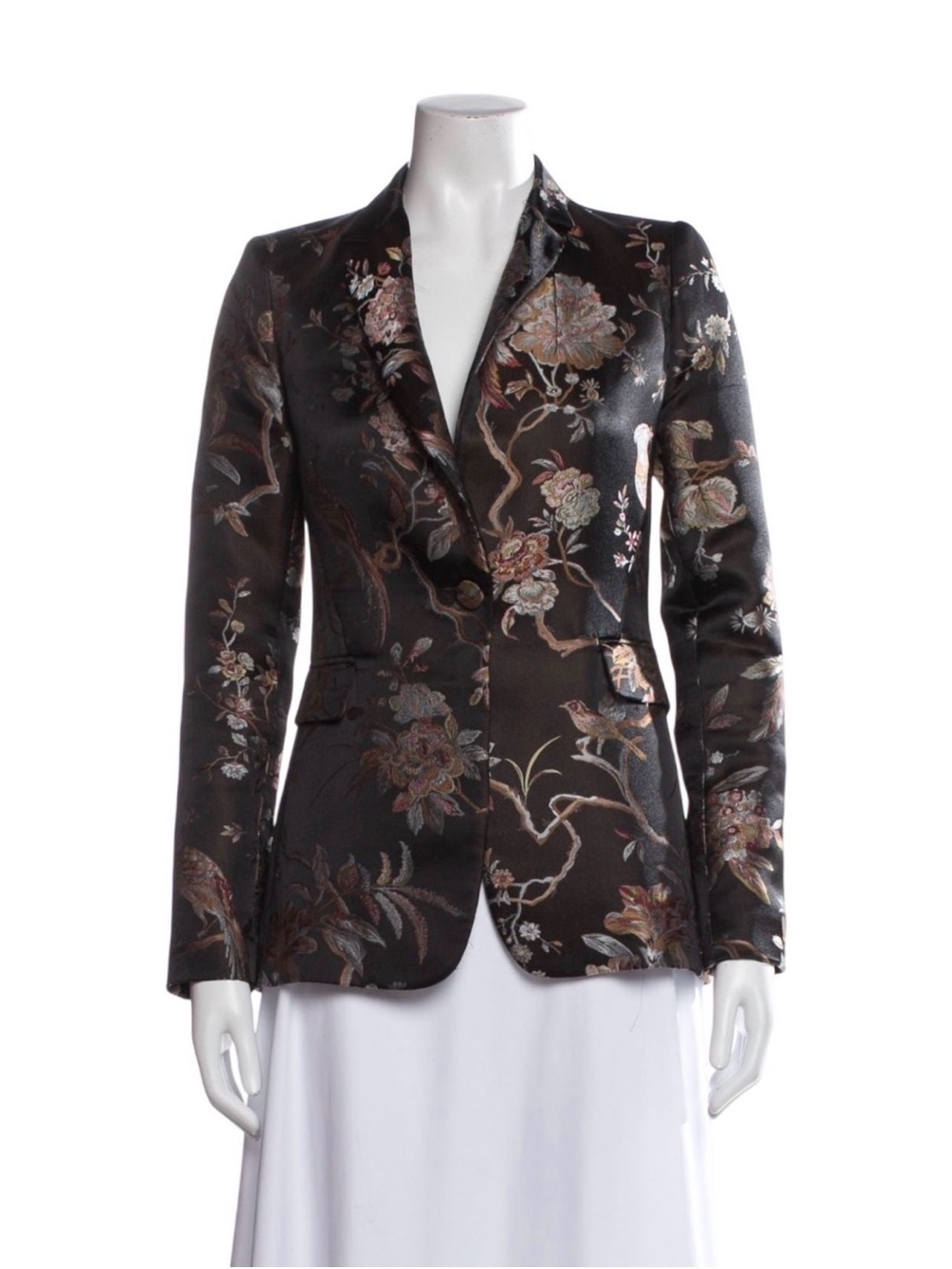 Alice + Olivia Black Floral Jacquard Blazer